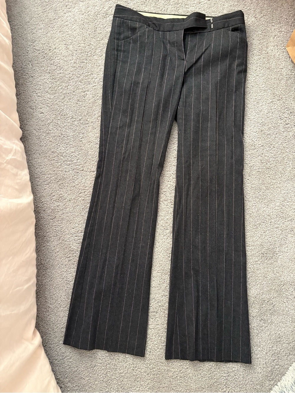 Vintage Theory Black Pinstripe Boot-Cut Trousers